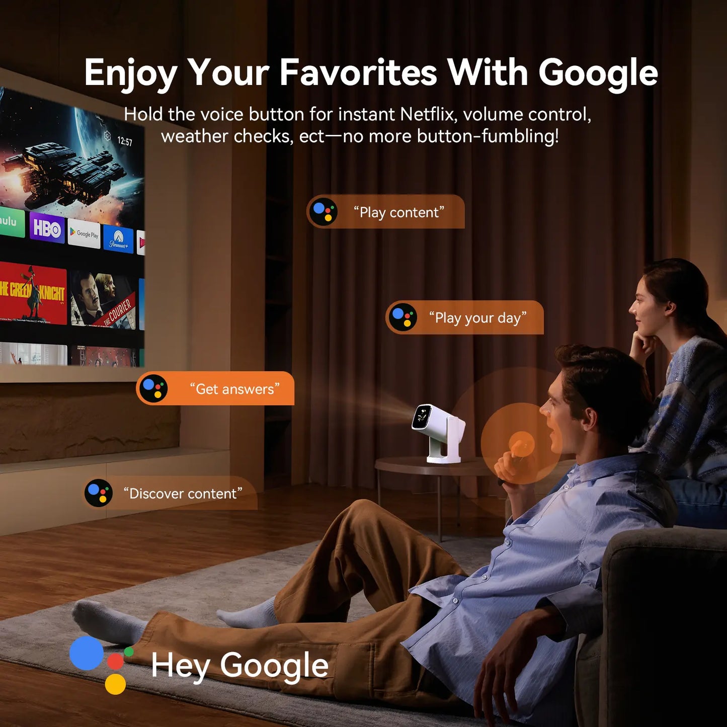 [US Warehouse] REAL Android TV OS, Smart Projector, 4K, 2600 Lumens, Home Theater with Dolby Sound, 2.4G/5G Wi-Fi & Bluetooth, Compatible with Games Consoles & Smartphone, Indoor & Outdoor Use, 1080P Supported, Wanbo Cube 1, 200 ISO Lumens Tiktokshopsprin