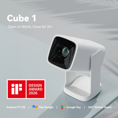 [US Warehouse] REAL Android TV OS, Smart Projector, 4K, 2600 Lumens, Home Theater with Dolby Sound, 2.4G/5G Wi-Fi & Bluetooth, Compatible with Games Consoles & Smartphone, Indoor & Outdoor Use, 1080P Supported, Wanbo Cube 1, 200 ISO Lumens Tiktokshopsprin