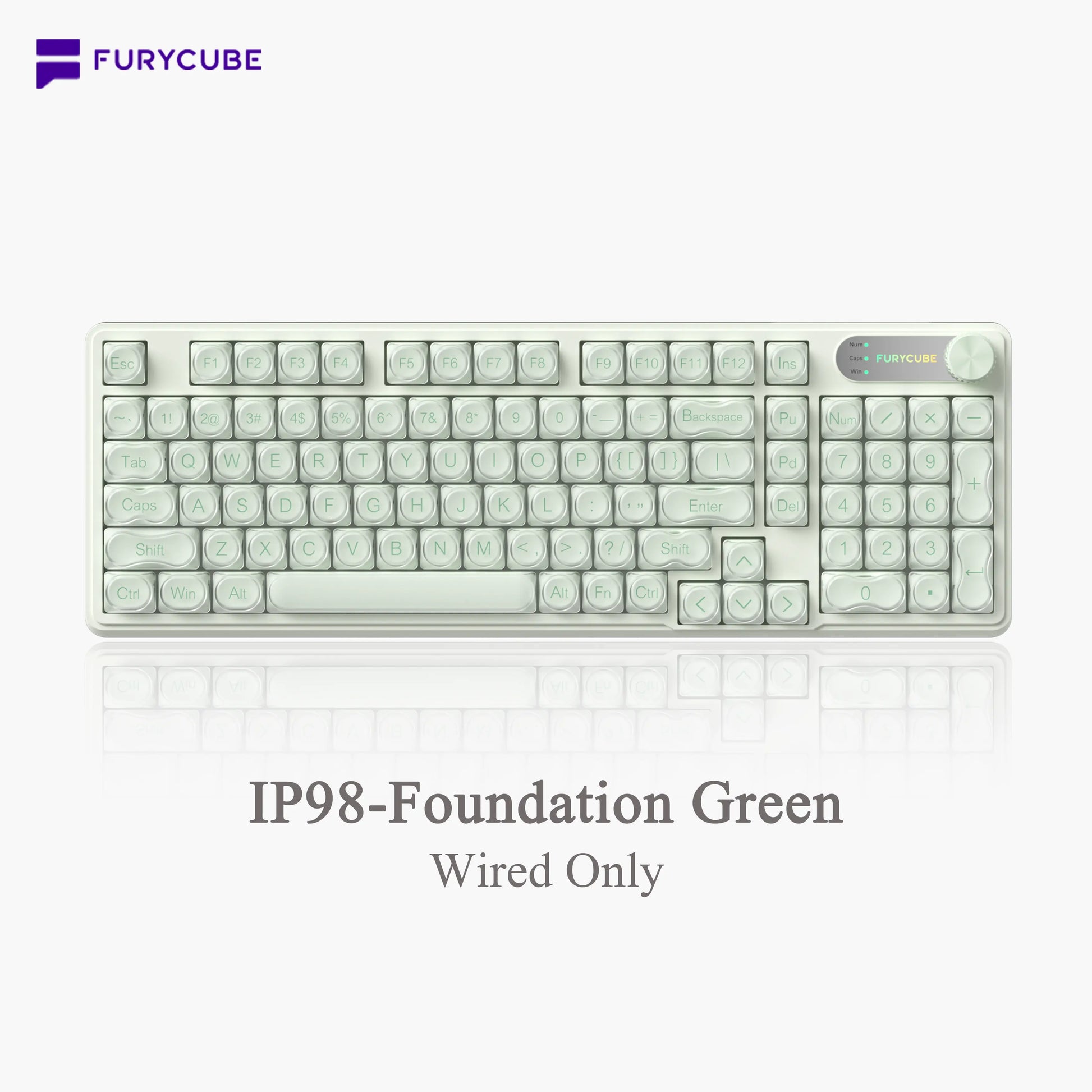 【NEW】FURYCUBE IP98 Foudation Office Keyboard, 98 Keys with Knob Wired/Wireless Cute Classic Keyboard with Number Pad, Custom Mechanical Feel Keyboard, RGB Backlit Work/Office/Gaming Silent Keyboard, Quiet Typing, Mothersdaygift