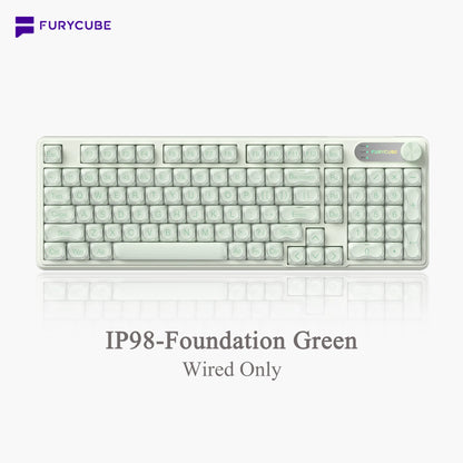 【NEW】FURYCUBE IP98 Foudation Office Keyboard, 98 Keys with Knob Wired/Wireless Cute Classic Keyboard with Number Pad, Custom Mechanical Feel Keyboard, RGB Backlit Work/Office/Gaming Silent Keyboard, Quiet Typing, Mothersdaygift