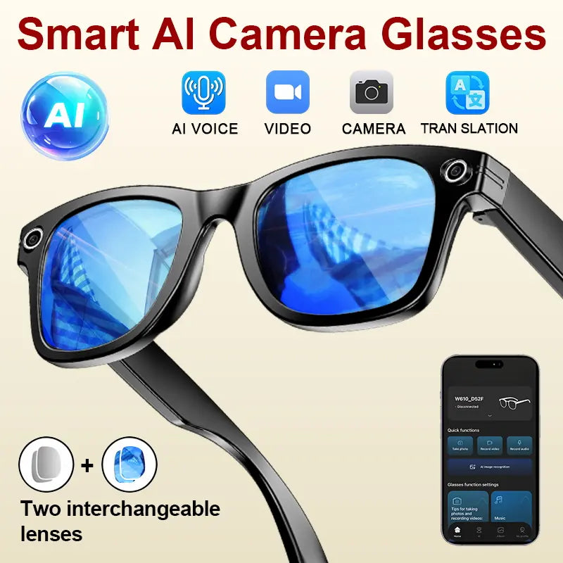 AI Smart Glasses - Wearable Tech Gadgets with 8MP HD Camera, Hands-Free Capture, Bluetooth Audio & Calls, Real-Time Translation, Photochromic Lenses for Travel & Daily Use
