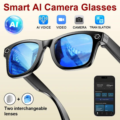 AI Smart Glasses - Wearable Tech Gadgets with 8MP HD Camera, Hands-Free Capture, Bluetooth Audio & Calls, Real-Time Translation, Photochromic Lenses for Travel & Daily Use