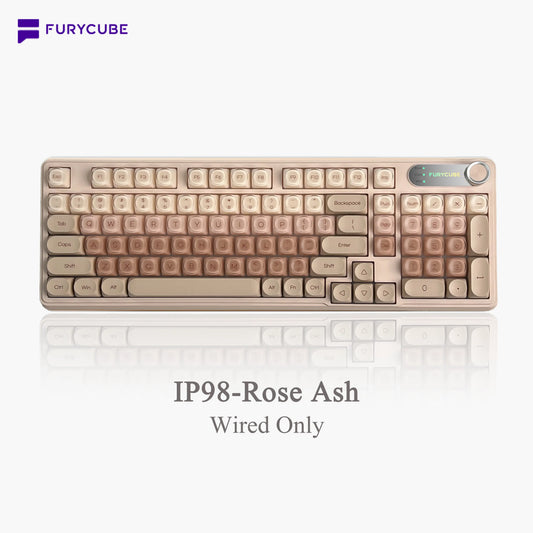 【NEW】FURYCUBE IP98 Foudation Office Keyboard, 98 Keys with Knob Wired/Wireless Cute Classic Keyboard with Number Pad, Custom Mechanical Feel Keyboard, RGB Backlit Work/Office/Gaming Silent Keyboard, Quiet Typing, Mothersdaygift