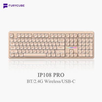 【NEW】FURYCUBE IP98 Foudation Office Keyboard, 98 Keys with Knob Wired/Wireless Cute Classic Keyboard with Number Pad, Custom Mechanical Feel Keyboard, RGB Backlit Work/Office/Gaming Silent Keyboard, Quiet Typing, Mothersdaygift