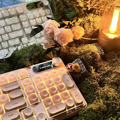 【NEW】FURYCUBE IP98 Foudation Office Keyboard, 98 Keys with Knob Wired/Wireless Cute Classic Keyboard with Number Pad, Custom Mechanical Feel Keyboard, RGB Backlit Work/Office/Gaming Silent Keyboard, Quiet Typing, Mothersdaygift