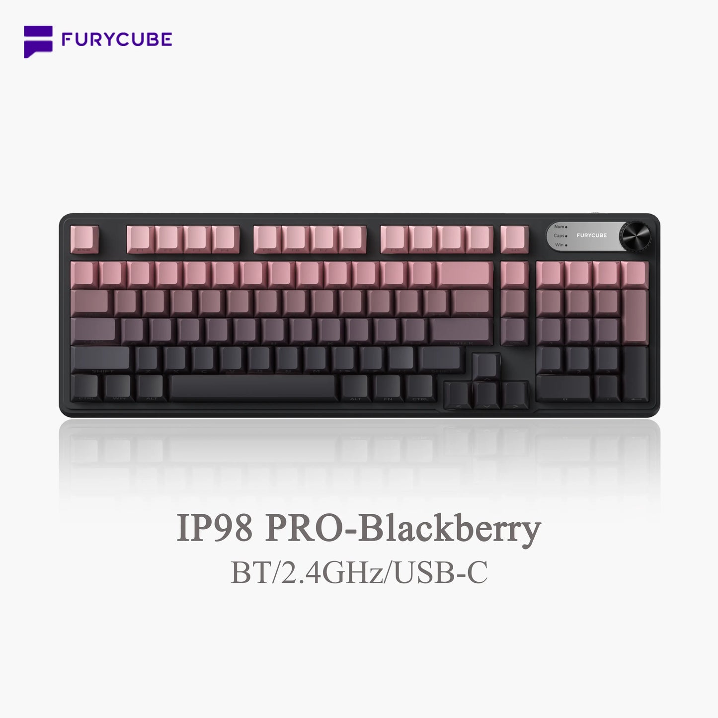 【NEW】FURYCUBE IP98 Foudation Office Keyboard, 98 Keys with Knob Wired/Wireless Cute Classic Keyboard with Number Pad, Custom Mechanical Feel Keyboard, RGB Backlit Work/Office/Gaming Silent Keyboard, Quiet Typing, Mothersdaygift