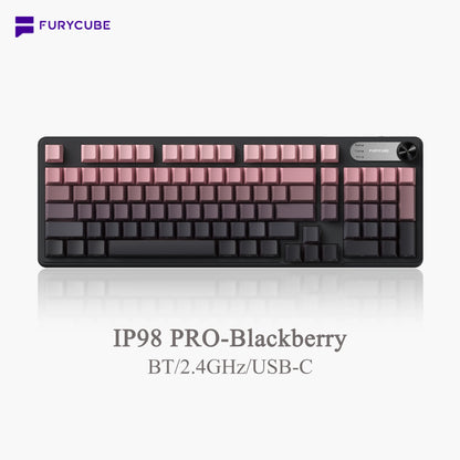 【NEW】FURYCUBE IP98 Foudation Office Keyboard, 98 Keys with Knob Wired/Wireless Cute Classic Keyboard with Number Pad, Custom Mechanical Feel Keyboard, RGB Backlit Work/Office/Gaming Silent Keyboard, Quiet Typing, Mothersdaygift