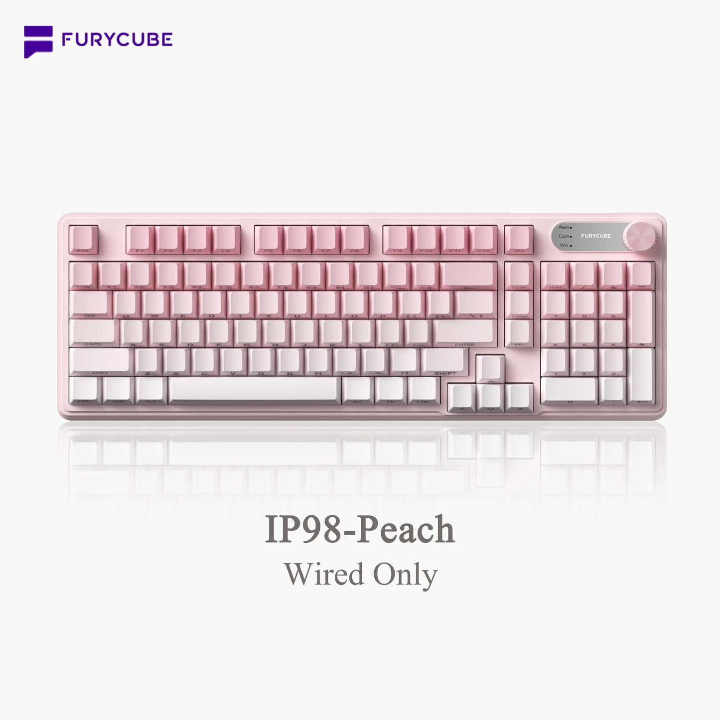 【NEW】FURYCUBE IP98 Foudation Office Keyboard, 98 Keys with Knob Wired/Wireless Cute Classic Keyboard with Number Pad, Custom Mechanical Feel Keyboard, RGB Backlit Work/Office/Gaming Silent Keyboard, Quiet Typing, Mothersdaygift