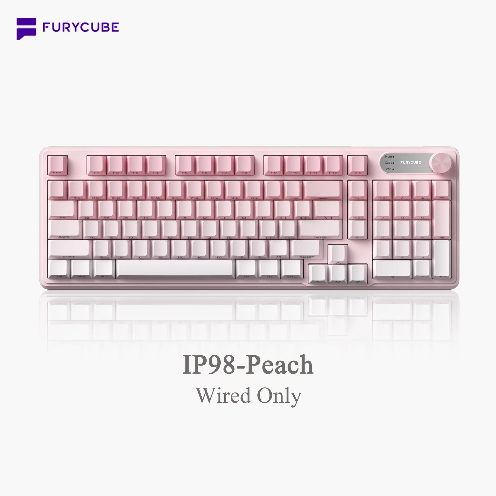 【NEW】FURYCUBE IP98 Foudation Office Keyboard, 98 Keys with Knob Wired/Wireless Cute Classic Keyboard with Number Pad, Custom Mechanical Feel Keyboard, RGB Backlit Work/Office/Gaming Silent Keyboard, Quiet Typing, Mothersdaygift