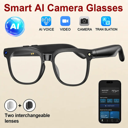AI Smart Glasses - Wearable Tech Gadgets with 8MP HD Camera, Hands-Free Capture, Bluetooth Audio & Calls, Real-Time Translation, Photochromic Lenses for Travel & Daily Use